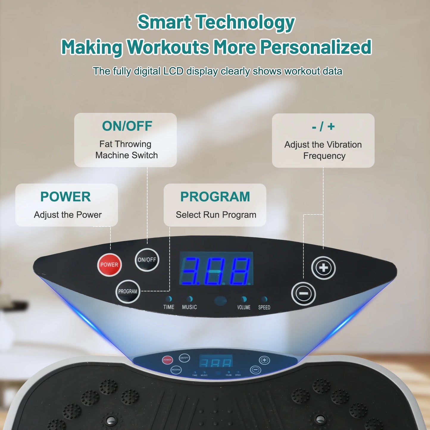 Vibration Plate Exercise Machine With Bluetooth Remote For Body Workout