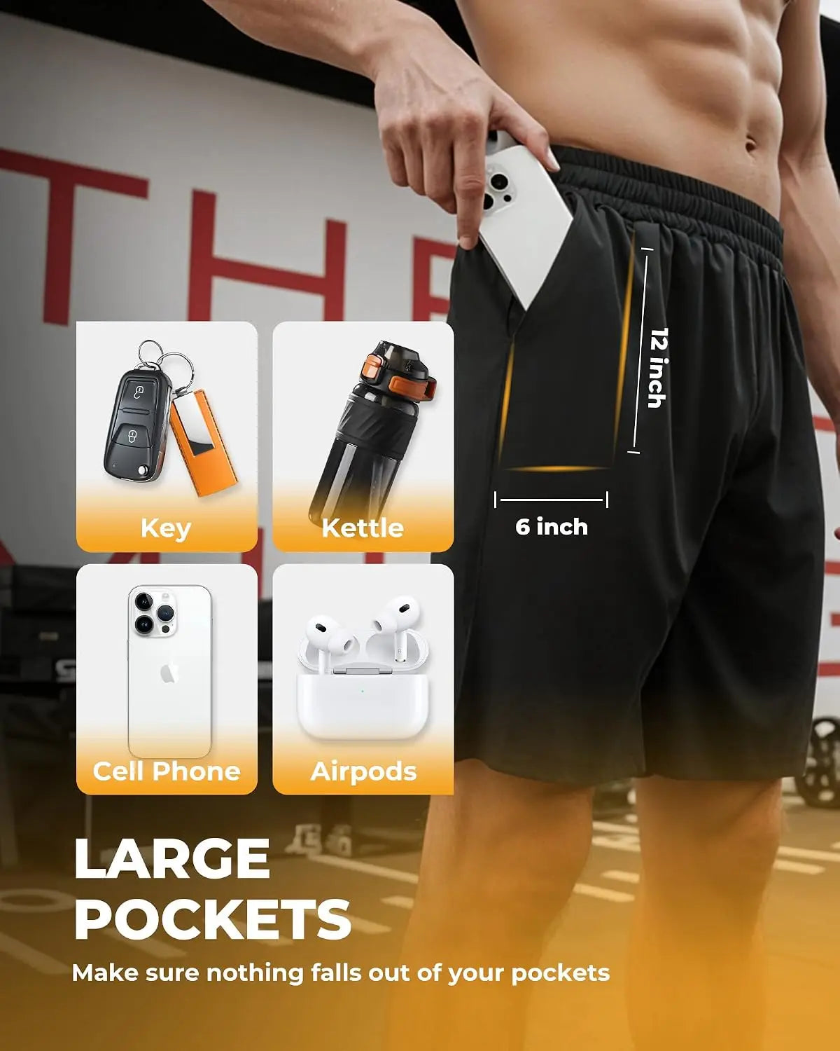Men's Basketball Shorts with Pockets Quick Dry Athletic Fitness Pack