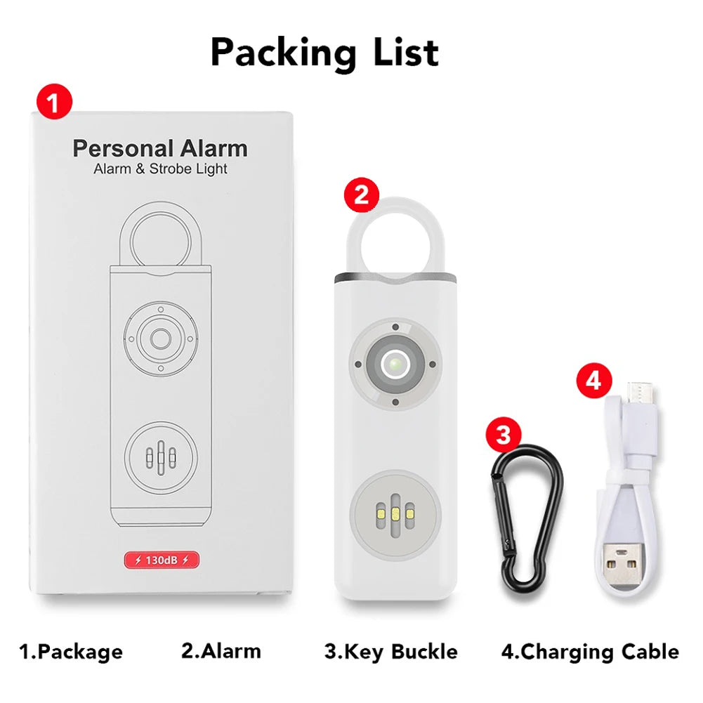 VODOOL 130dB Self Defense Alarm Keychain Rechargeable Flashlight