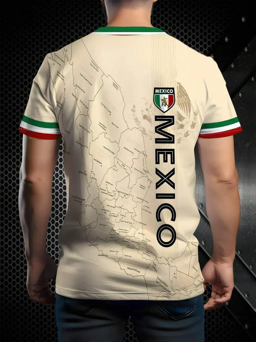 Mexico Mens Soccer Jersey Breathable Round Neck Sports Shirt