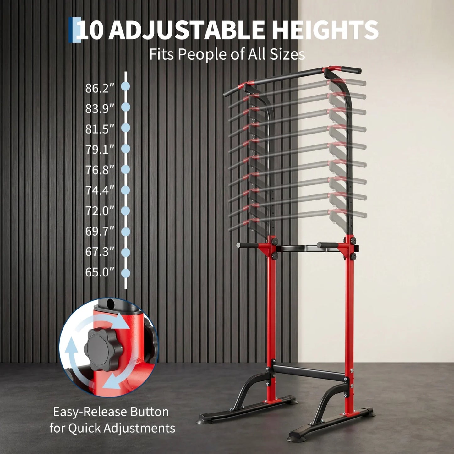 HiMISS Power Tower Pull Up Dip Station With Adjustable Height