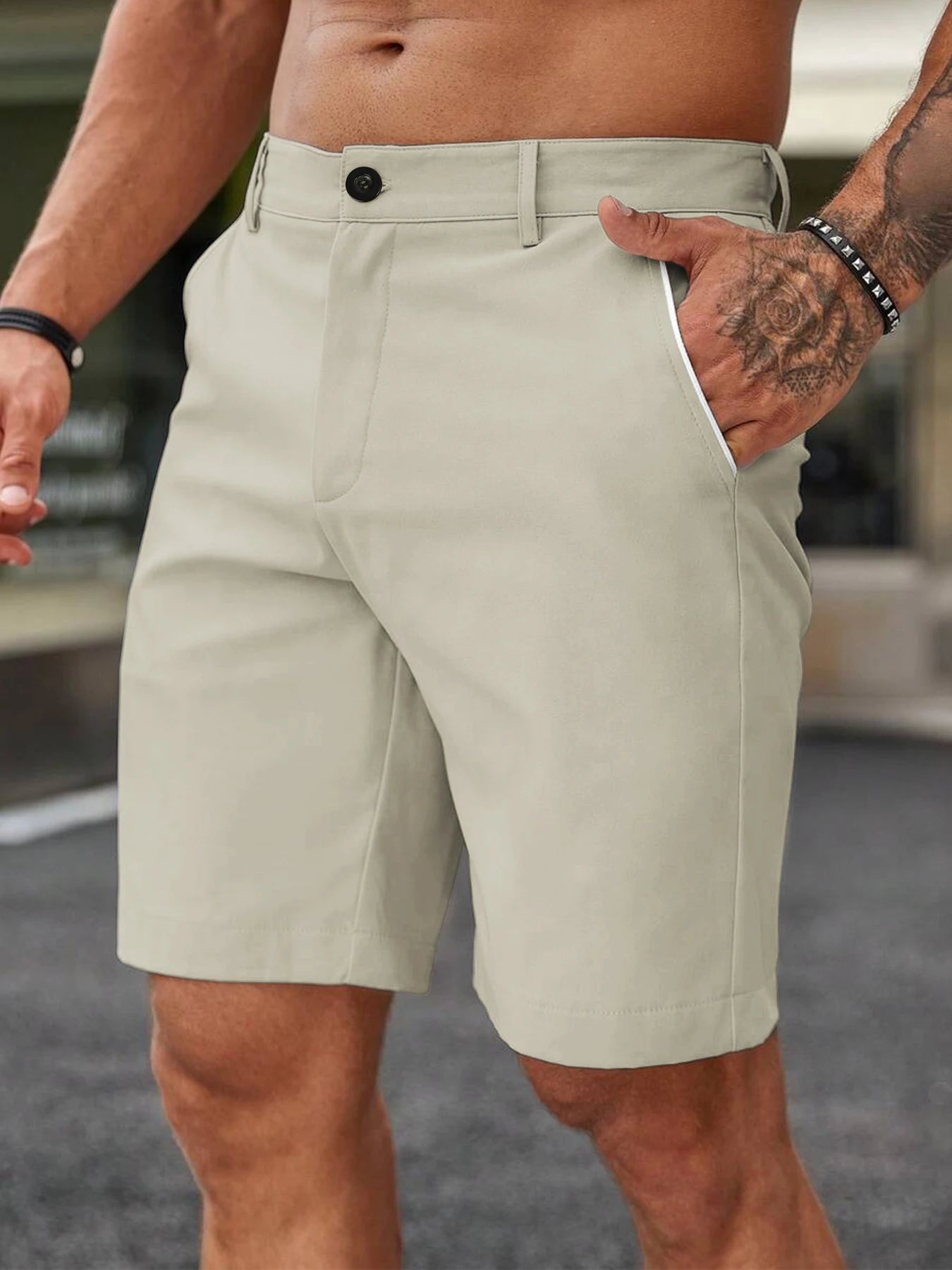 Men's Stretch Golf Shorts Polyester For Summer Comfort