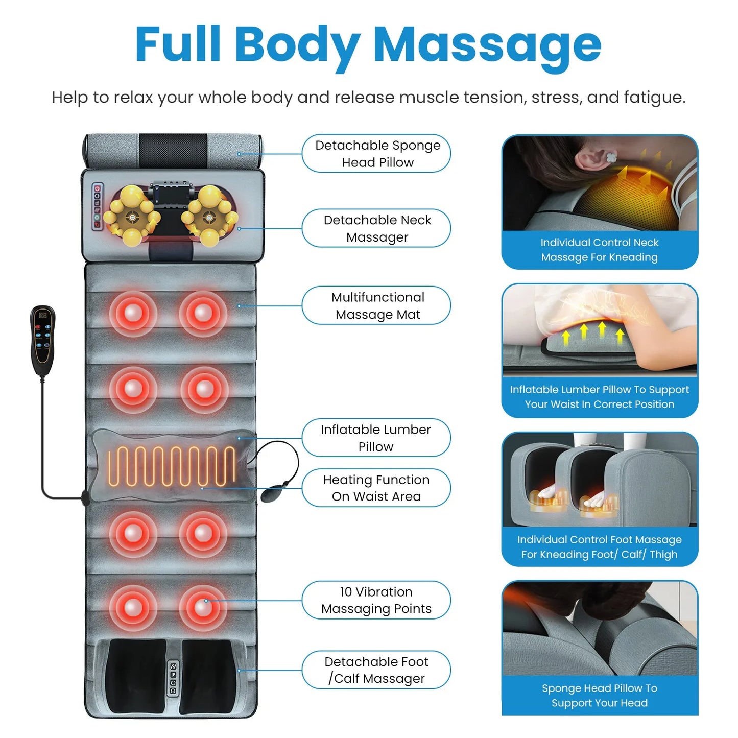 Full Body Massage Mat With Infrared Heating And Vibration