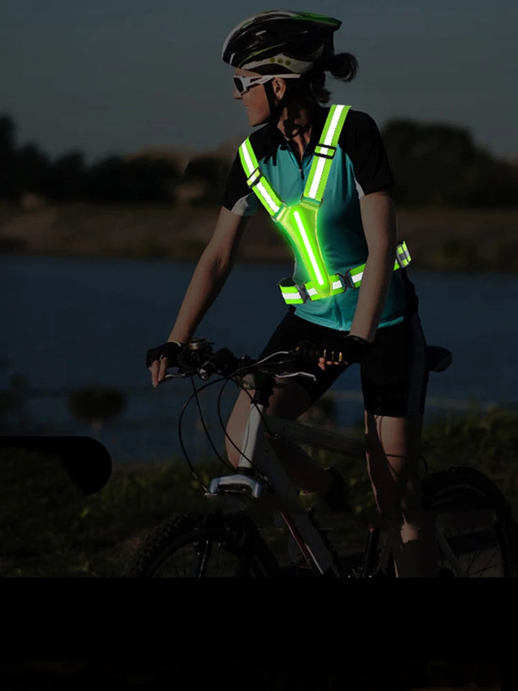 LED USB Rechargeable Reflective Running Vest For Night Safety