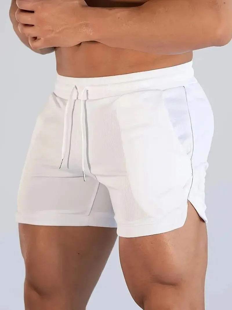 Men's Summer Fitness Shorts With Pockets And Elastic Waist Polyester