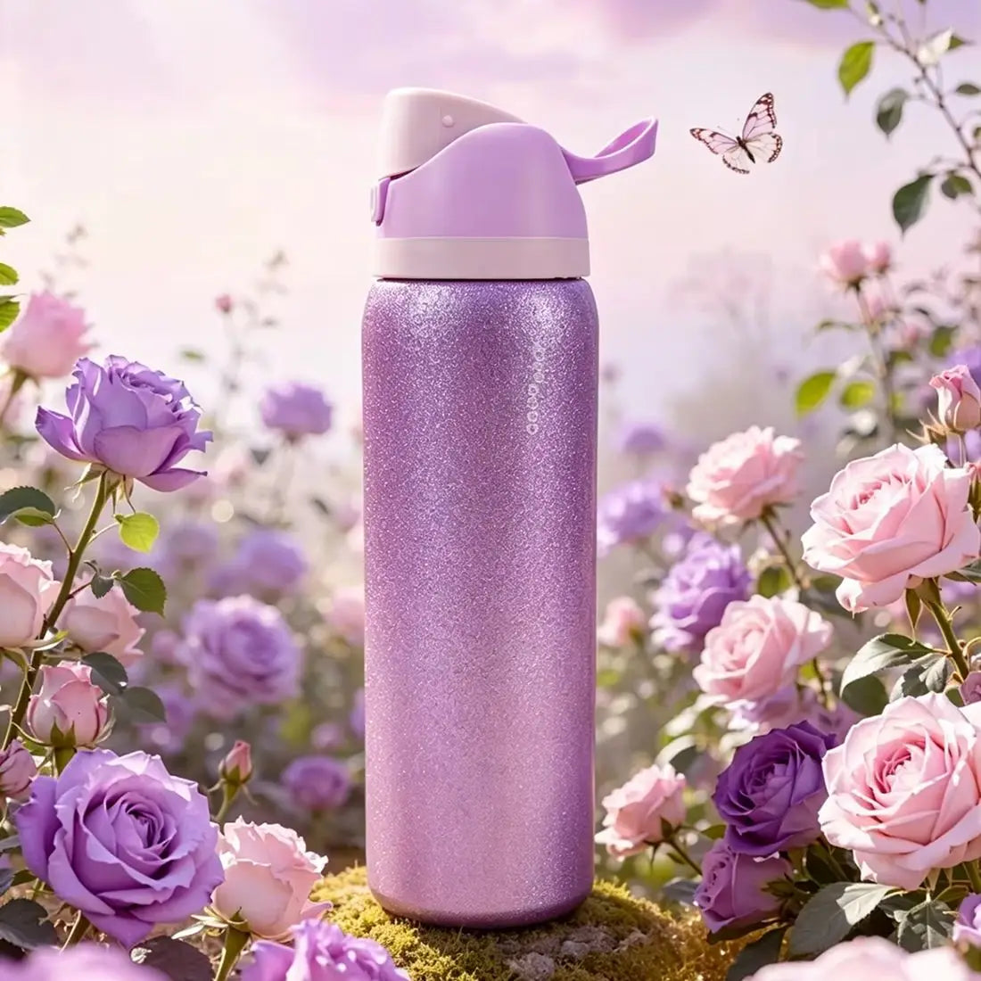 Owalaa Diamond Stainless Steel Insulated Water Bottle With Straw