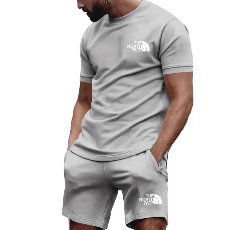 Men's Breathable Athletic Tee And Sweatpants Set For Workout