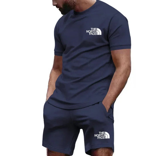 Men's Breathable Athletic Tee And Sweatpants Set For Workout
