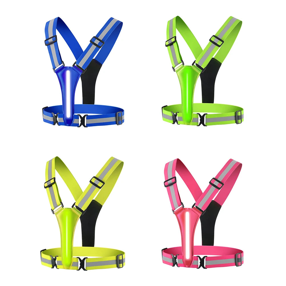 LED USB Rechargeable Reflective Running Vest For Night Safety