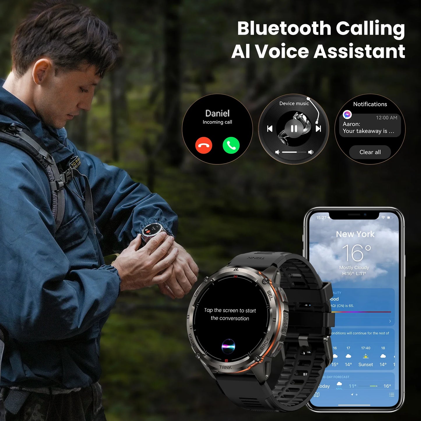 KOSPET Tank T3 Ultra 2 GPS Smartwatch Bluetooth
