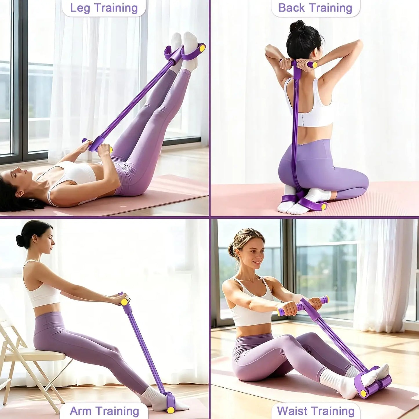 4 Tube Resistance Band Set Multi Function Fitness Kit Gym