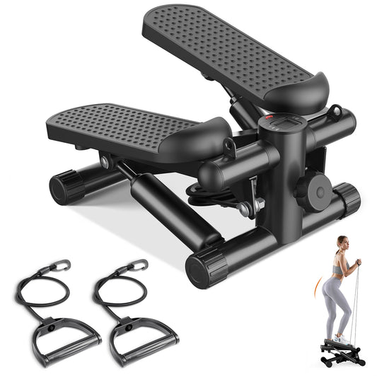 Mini Hydraulic Stepper With Resistance Bands 300 Lbs Capacity Monitor