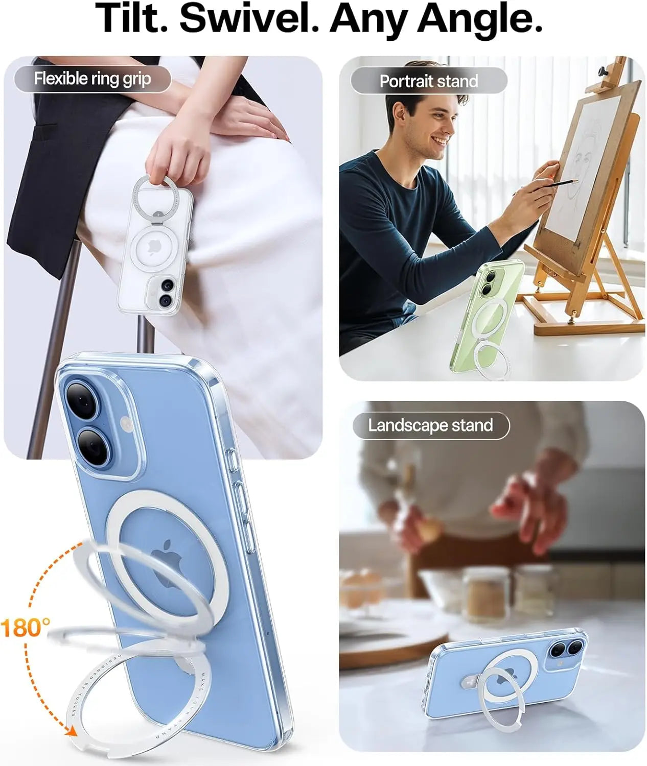 Clear Magnetic iPhone 17 Case with Stand, 4X Military Drop Protection, Camera Control, Slim Design