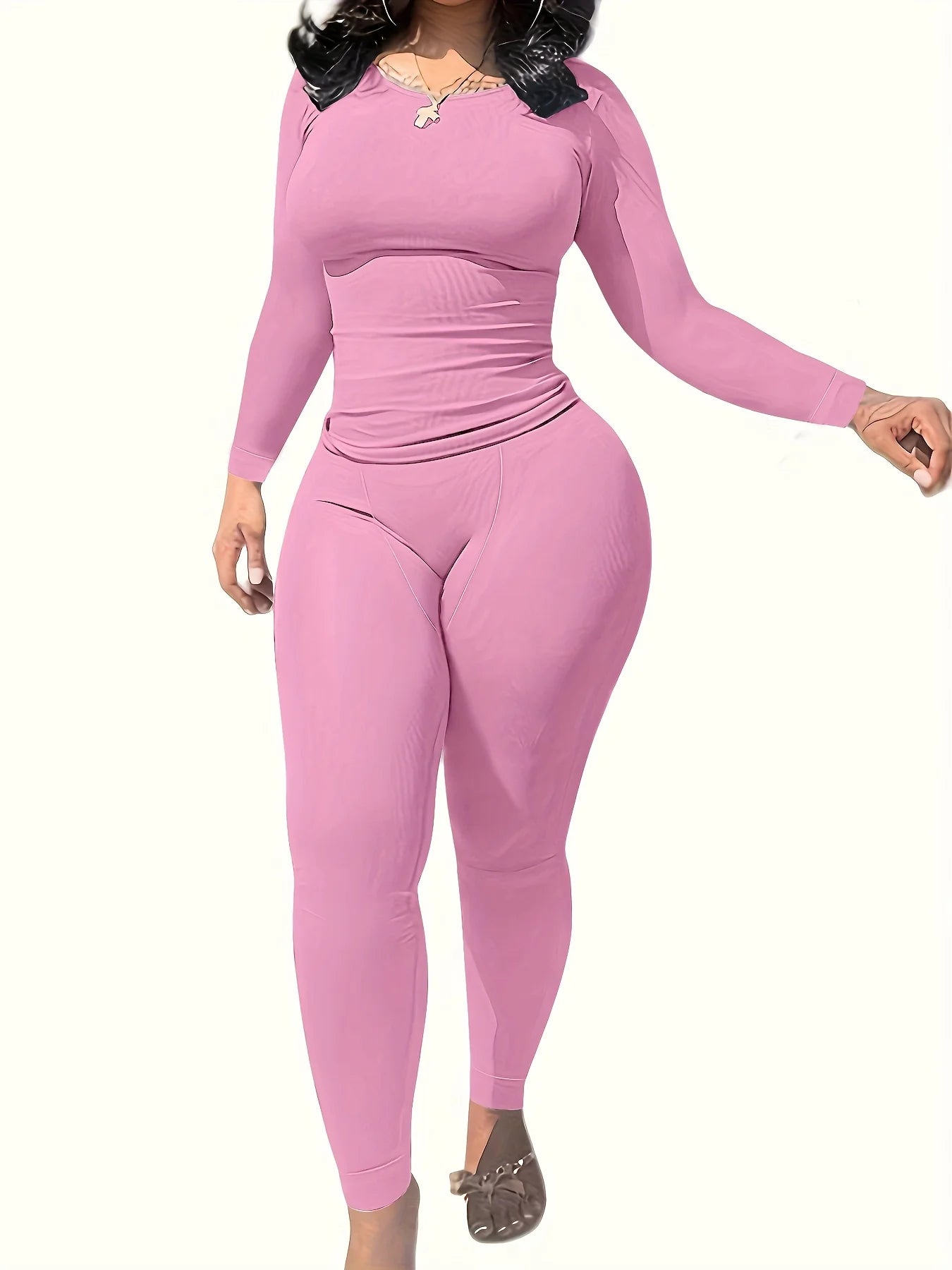 Women's Long Sleeve And Leggings Set For Workout Breathable Polyester Elastane